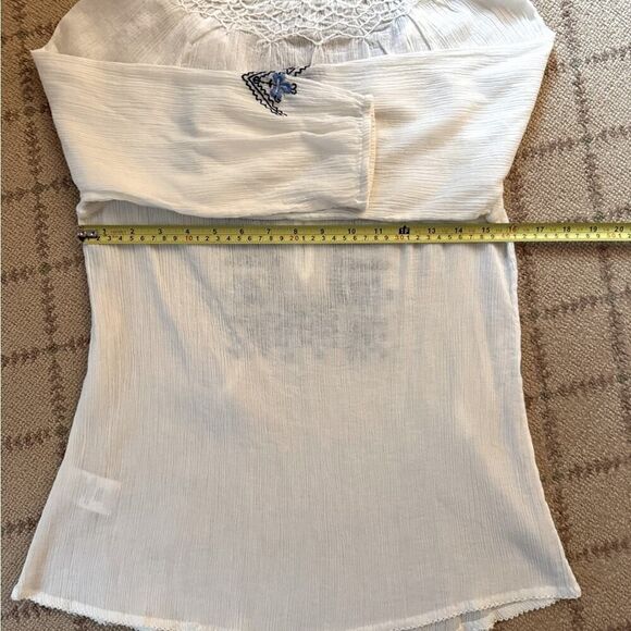 Joie white guazy tunic cover up with blue embroidery detail NWOT XS - Picture 7 of 13
